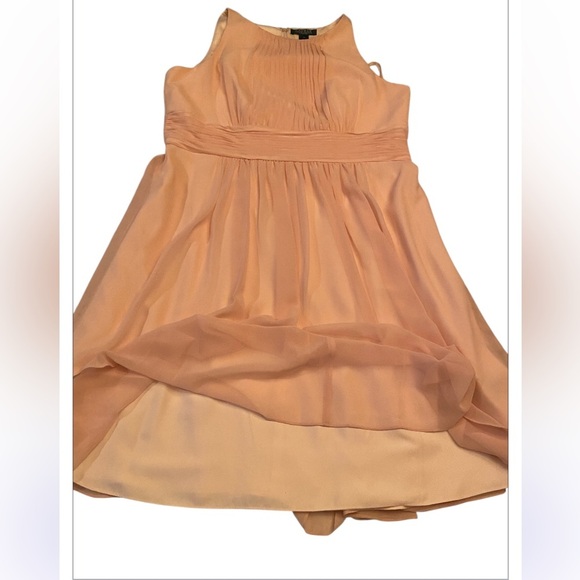 Lauren Ralph Lauren Evening Womens Blush Chiffon Gathered Party Dress Size 16 - Picture 7 of 12